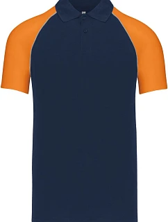 Kariban K 226 Baseballové polo tričko z piqué 20.K226 tmavomodrá/svetlosivá/oranžová