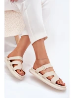 Gumowe Klapki Damskie Z Paskiem Beżowe Tavirae