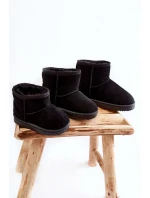 Ocieplane Czarne Dziecięce Młodzieżowe Botki Śniegowce Gooby