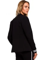 M459 Blejzer s pruhovanými rebrovanými manžetami - čierny