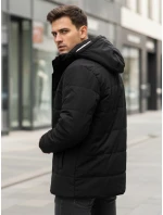 Pánska zimná bunda s kapucňou čierna FashionStreet TX4992 Pánska zimná bunda s kapucňou čierna FashionStreet TX4992