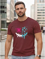 Pánske bavlnené streetwearové tričko bordové FashionStreet NX5100R Pánske bavlnené streetwearové tričko bordové FashionStreet NX5100R