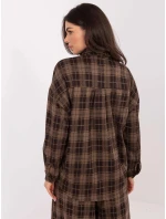 Dámska kockovaná flanelová košeľa hnedá (21638)