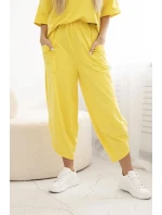 Súprava bavlnená blúzka + nohavice žltá