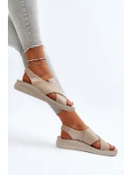 Zazoo 40392 Skórzane Sandały Damskie Beżowe