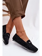 Dámske ploché mokasíny z prírodného semišu LR61-7029 Black Dámske ploché mokasíny z prírodného semišu LR61-7029 Black