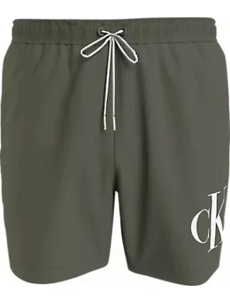 Pánske plavky MEDIUM DRAWSTRING KM0KM01003 LDY olivovo zelená - Calvin Klein Pánske plavky MEDIUM DRAWSTRING KM0KM01003 LDY olivovo zelená - Calvin Klein