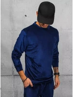 Pánska tmavomodrá velúrová mikina FashionStreet BX5531
