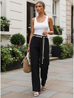 Dámske nohavice so širokými nohavicami, čierne, FashionStreet UY3073