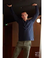 NEOBLU Owen LSL Men Pánske polo s dlhým rukávom z hrubého piké 24.4396 night blue