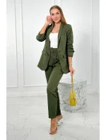 Elegantná súprava saka a nohavíc v khaki farbe Elegantná súprava saka a nohavíc v khaki farbe
