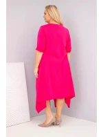 Dámska bavlnená sukňa s asymetrickým lemom v nadmernej veľkosti Fuchsia Dámska bavlnená sukňa s asymetrickým lemom v nadmernej veľkosti Fuchsia