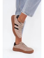Zamszowe Sneakersy Damskie Na Platformie Beżowe Elivienne