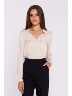 S375 Blúzka s dlhými rukávmi - béžová