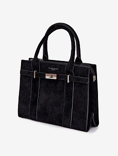 Kufříková kabelka z imitace semiše Černá Noressa