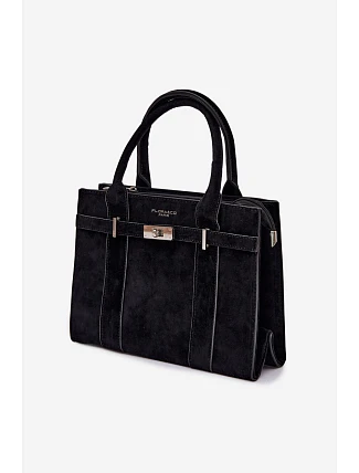 Kufříková kabelka z imitace semiše Černá Noressa