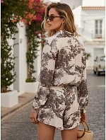 Dámsky set s tričkom a šortkami Poľský výrobok hnedý FashionStreet AY1180