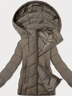 Béžová (16M9191-62) Dámska bunda J Style s kapucňou úzkeho strihu