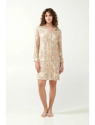 Vamp - Béžová nočná košeľa s gombíkmi 21090 - Vamp