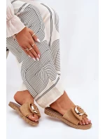 Płaskie Klapki Damskie Z Ozdobnym Detalem Camel Nellodra