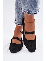 Textilní baleríny s páskem a přezkou Jelisa