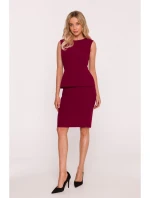 S427 Peplum šaty - bordové