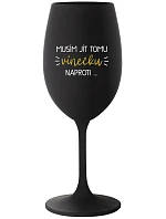 Najprv musím zjesť toto víno... - čierny pohár na víno 350 ml