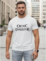 Pánske klasické tričko s nápisom bavlna biela FashionStreet NX5144R