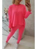 Sada s oversize blúzkou ružová neónová
