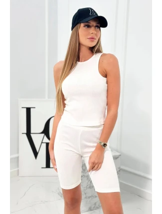 Set 3 v 1 mikina, top a krátke legíny ecru