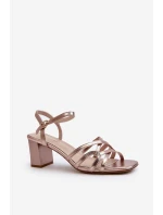 Sandały Damskie Na Słupku Sergio Leone SK065 Złote