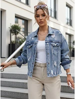 Dámska džínsová bunda s odrením modrá FashionStreet TY5688 Dámska džínsová bunda s odrením modrá FashionStreet TY5688