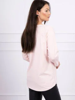 Blúzka s 3D grafikou, krajková, púdrovo ružová