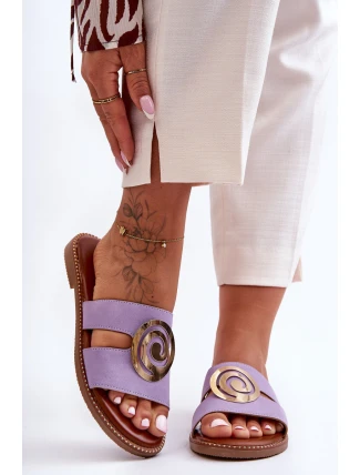 Modne Klapki Z Lustrzaną Ozdobą Fioletowe Deep Breath