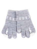 Dievčenské päťprsté dotykové rukavice Yoclub RED-0075G-AA5F-001 Grey