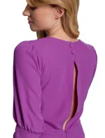 Dámske šaty v midi dĺžke s rozdeleným chrbtom K079 - Makeover Dámske šaty v midi dĺžke s rozdeleným chrbtom K079 - Makeover