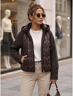 Dámska prešívaná bunda s odnímateľnou kapucňou, hnedá, FashionStreet TY5935