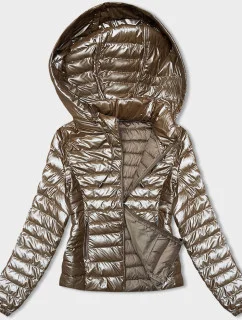 Béžová dámska prešívaná bunda s kapucňou (16M9105-84)