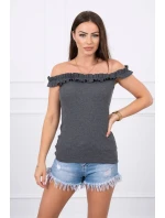 Trblietavá blúzka s volánikmi grafitová