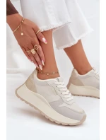 Ocieplane Sneakersy Damskie Na Platformie Big Star SS274008 HI-POLY SYSTEM Jasnobeżowe