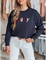 Dámska nadrozmerná vyšívaná mikina SOFTRUS navy blue FashionStreet BY1410 Dámska nadrozmerná vyšívaná mikina SOFTRUS navy blue FashionStreet BY1410