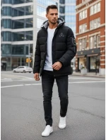 Pánska zimná bunda s kapucňou čierna FashionStreet TX5091 Pánska zimná bunda s kapucňou čierna FashionStreet TX5091