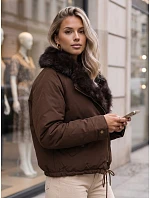 Dámska zimná bunda s odnímateľným golierom, hnedá, FashionStreet TY6071 Dámska zimná bunda s odnímateľným golierom, hnedá, FashionStreet TY6071