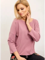 Dámska voľná blúzka v špinavoružovej farbe so zaväzovaním na spodku (4691)