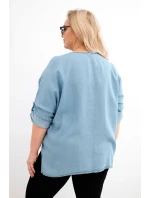 Dámska blúzka v nadmernej veľkosti z lyocellu s asymetrickým lemom Light Denim
