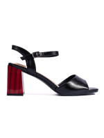 Exkluzívne dámske čierne sandále na širokom podpätku