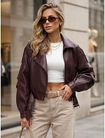 Krátka kožená bunda v štýle Ramones v bordovej farbe FashionStreet TY5846 Krátka kožená bunda v štýle Ramones v bordovej farbe FashionStreet TY5846
