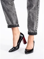 Luxusné čierne lodičky pre ženy na širokom podpätku Luxusné čierne lodičky pre ženy na širokom podpätku