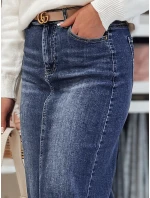 Džínsová midi sukňa s rozparkom MERITTA navy blue FashionStreet CY0482