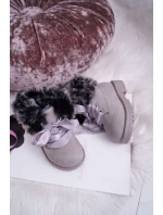 Dziecięce Botki Traperki Ocieplone Futerkiem Szare Tesoro